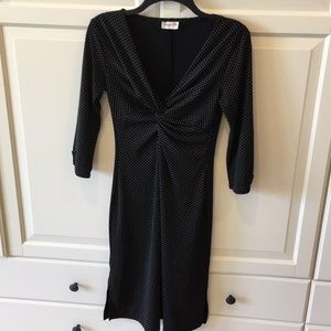 Black dress with white polka dots